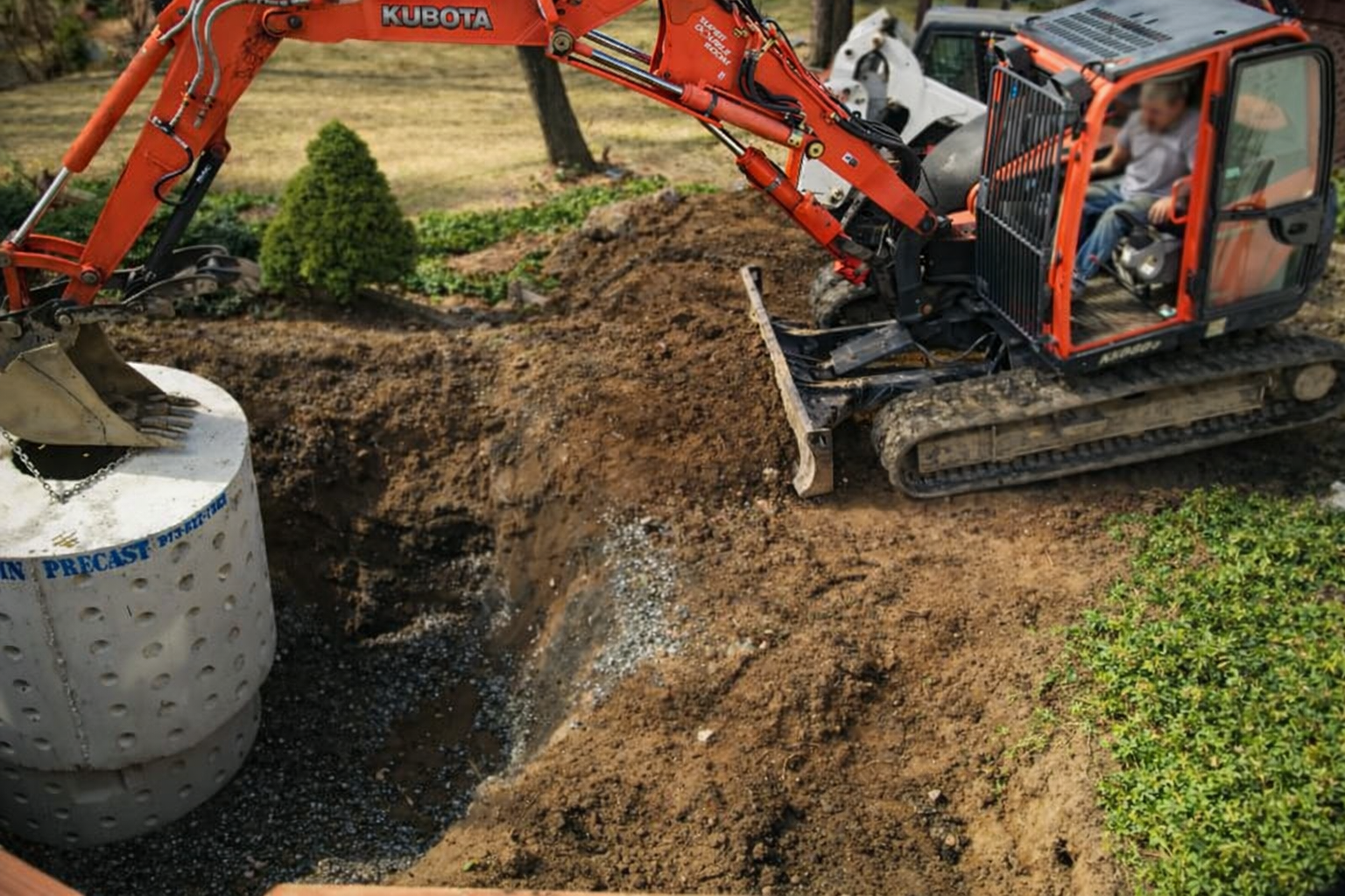 Residential excavation and precast tank installation by GradeCraft Excavation in Warren County NJ