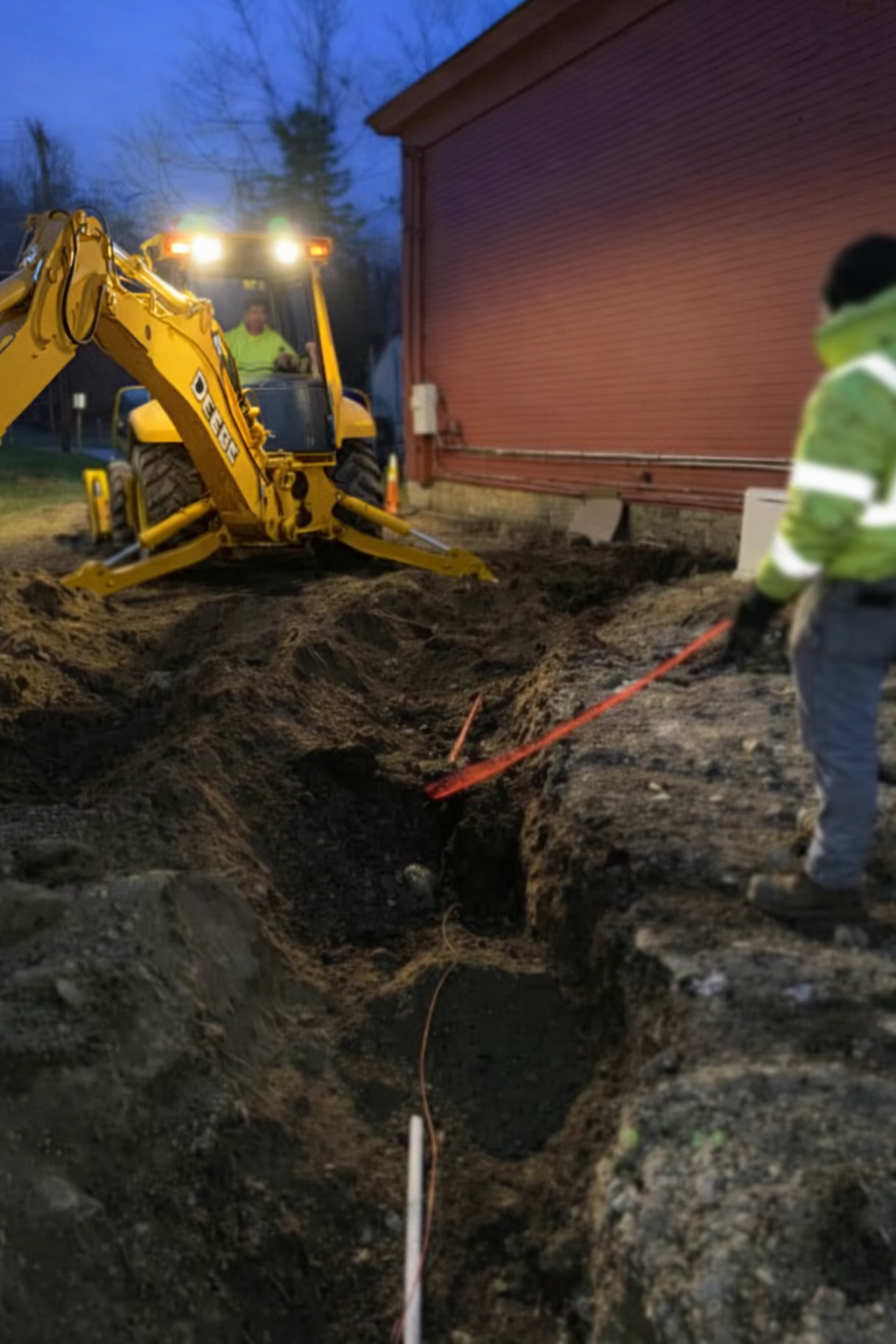 Utility trench excavation and drainage work by GradeCraft Excavation in Warren County NJ